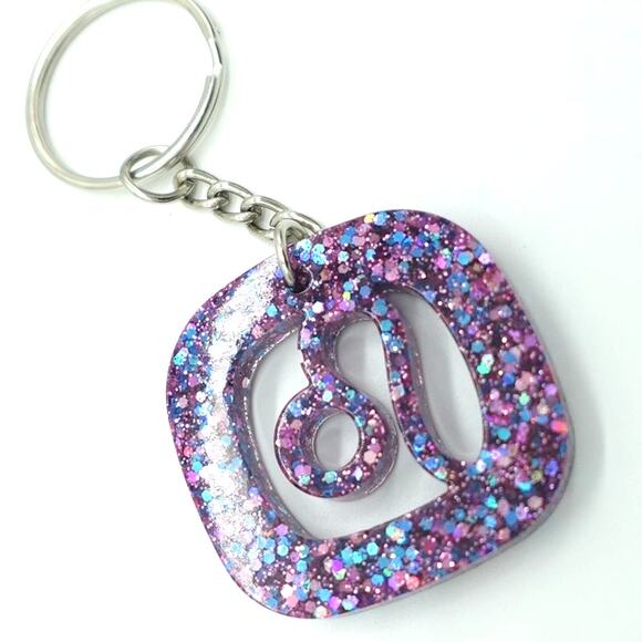 Violet Galactic Glitter ZODIAC Charm Keychain - Picture 2 of 9